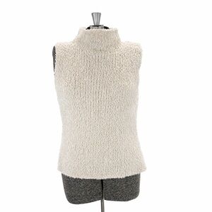 White House Black Market Chunky Knit Turtleneck Sleeveless Sweater L